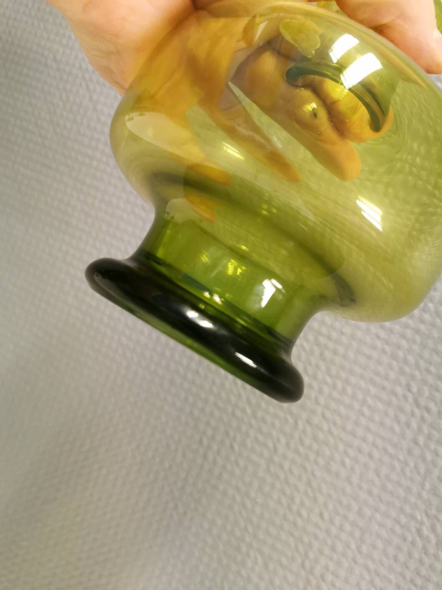 May green glass vase designed by Per Lütken for Holmegaard glassworks Denmark in 1955.