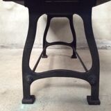 Industrial dining table solid wood cast foot cast iron