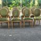 Set of 6 Louis XVI medallion chairs in green velvet, 1950.