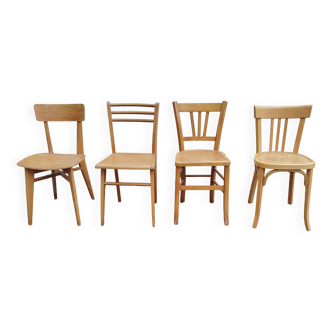 Set 4 chaises bistrot dépareillées