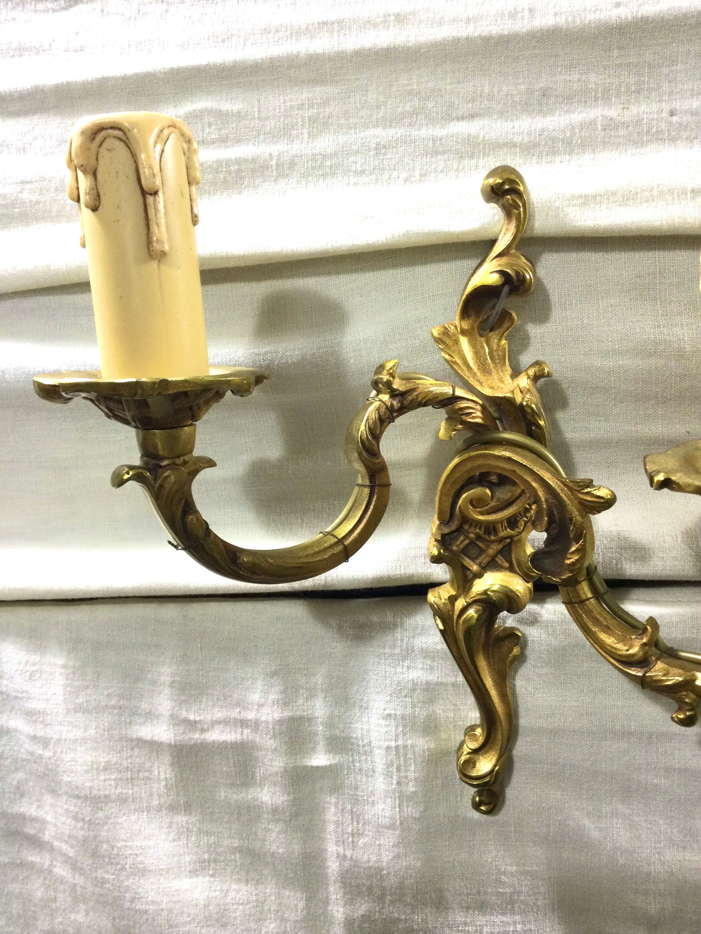 Pair Of Applique 2 Lights Bronze St Louis XV