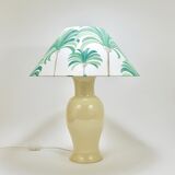 Pair of Tommaso Barbi Riviera palm tree table lamps from the 1970s with matching cushions.