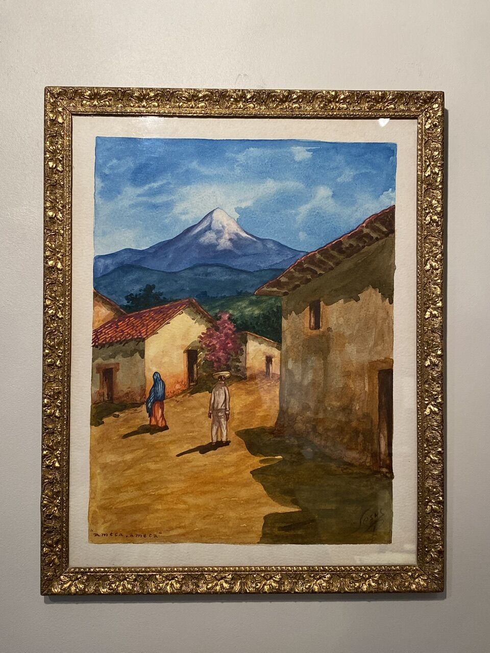Old painting, Mexican landscape, signed XX century