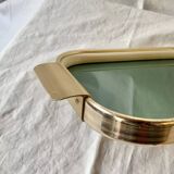 Duo of Art Deco serving trays in gold anodized aluminum and glass - MB Italy