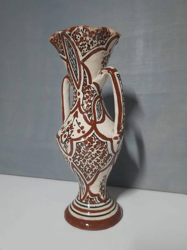 Antique Moroccan Safi vase - Maghreb folk art - brown amphora