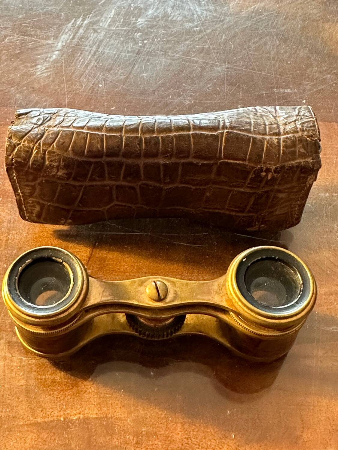 Theater binoculars early 20th century - Crocodile case