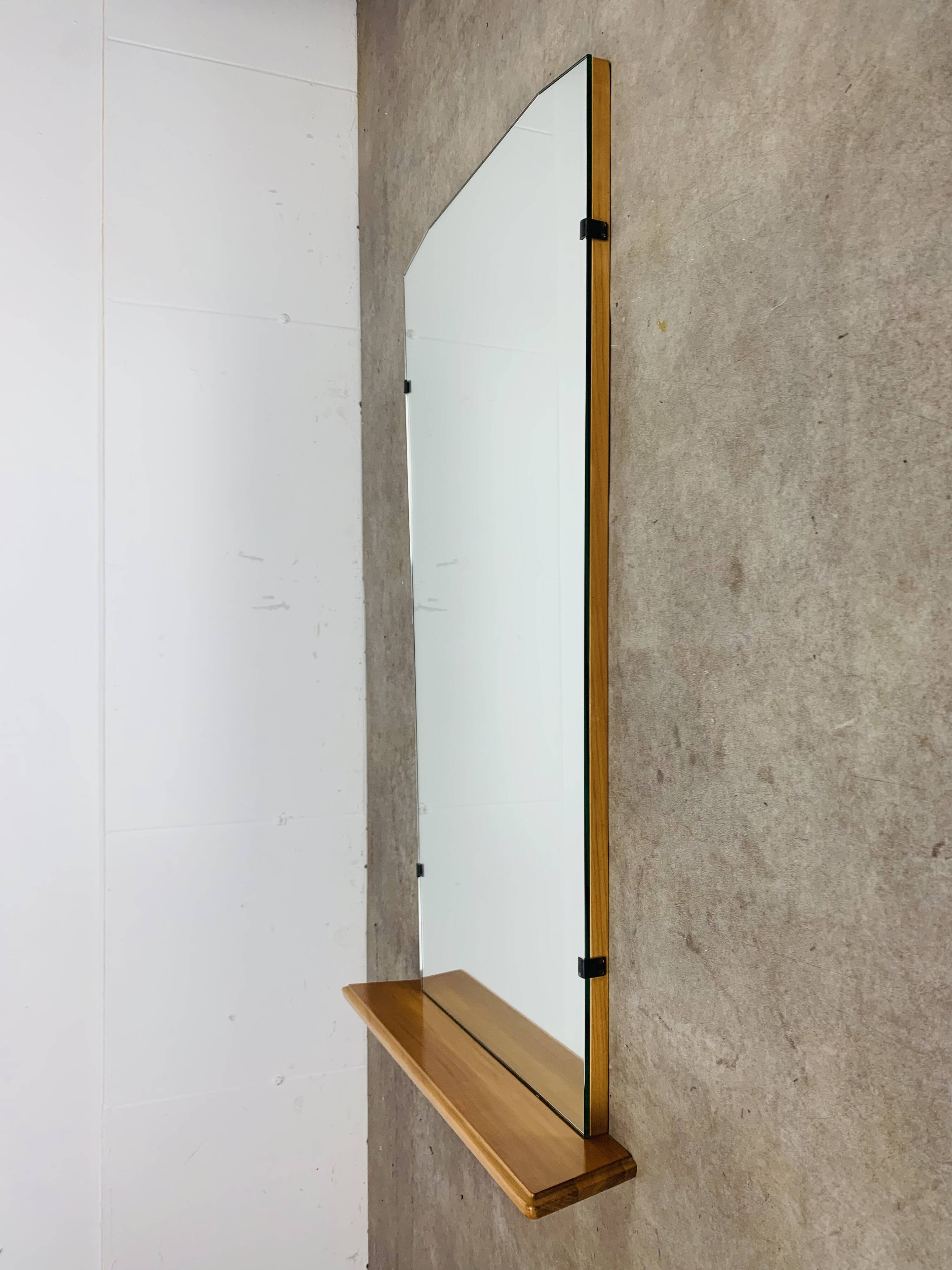 Mirror with wooden shelf, 1960s, vintage