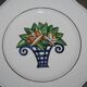 8 octagonal Longwy flowery bouquet art déco dessert plates