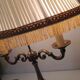 Empire style hot water bottle lamp with fabric lampshade / vintage 50-60s