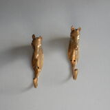 Set of 2 brass horse patères / Vintage coat hanger