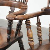 Set of two antique English highback Windsor chairs from the 18th century