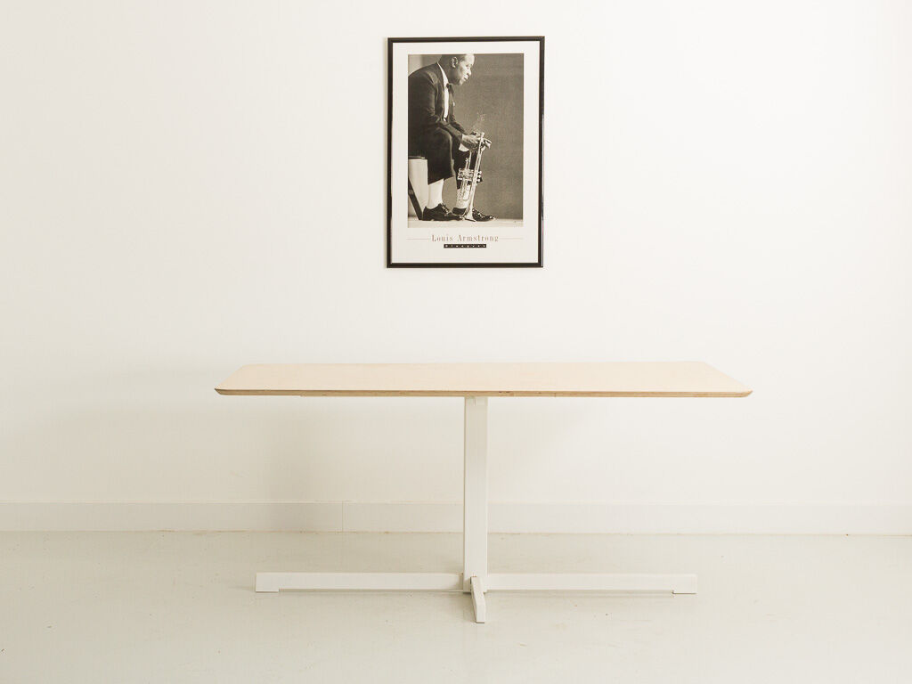 Dining table or desk with a white metal base