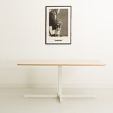 Dining table or desk with a white metal base