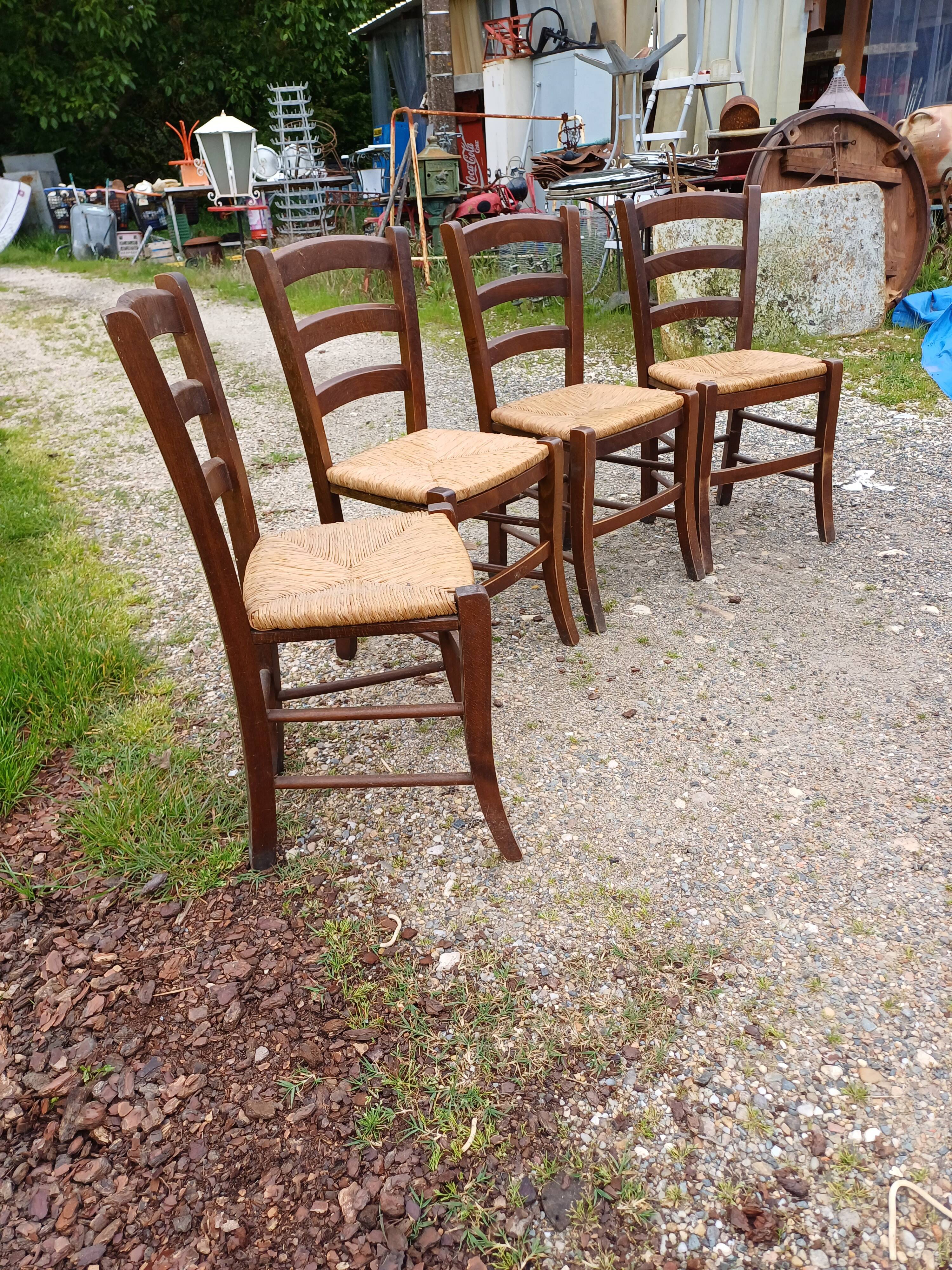 4 Old Straw Chairs