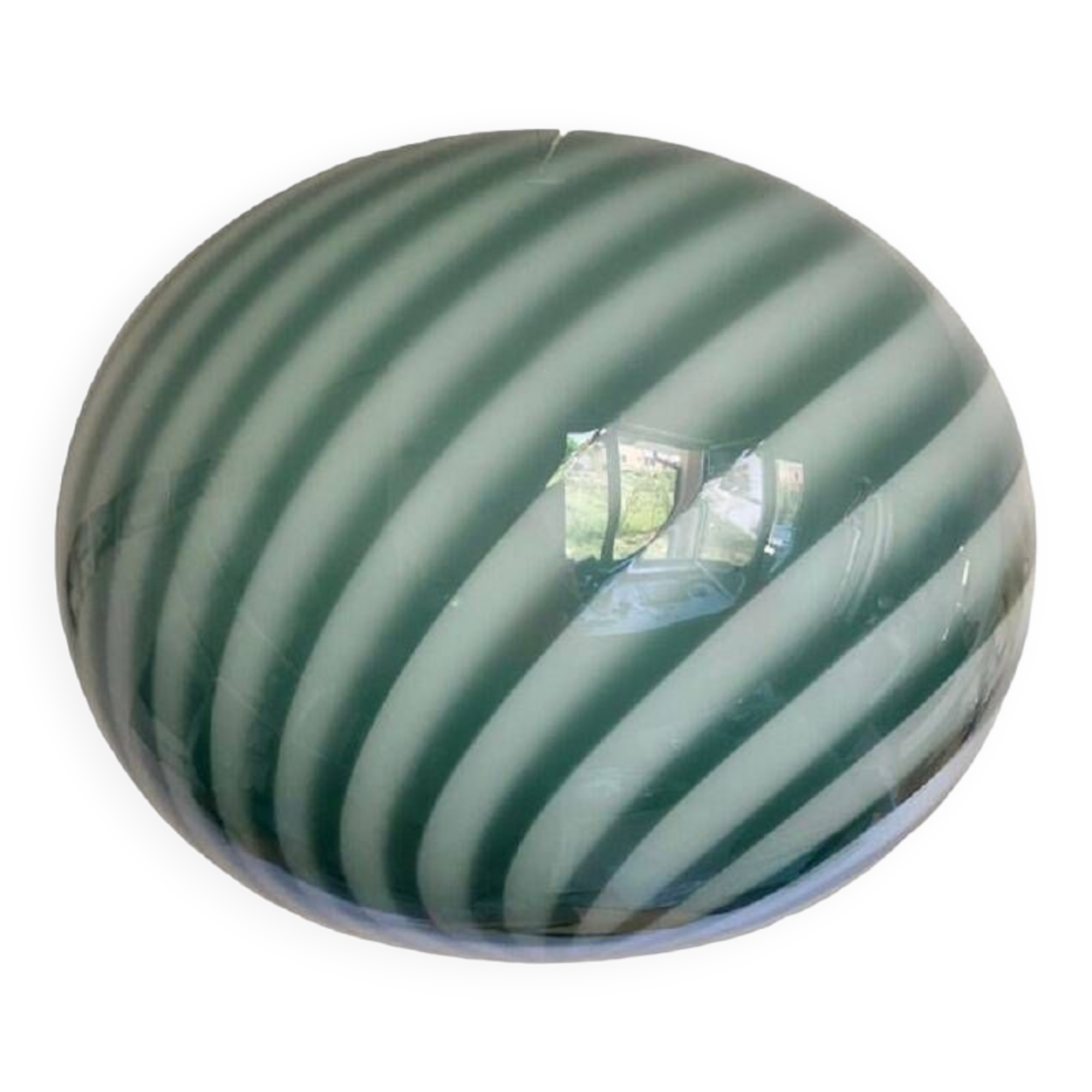 Contemporary green and white oval pendant in murano glass