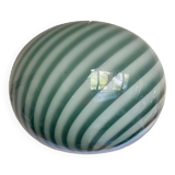 Suspension ovale contemporaine verte et blanche en verre de murano