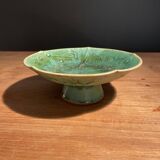 Coupe sur pied en céramique émaillée verte