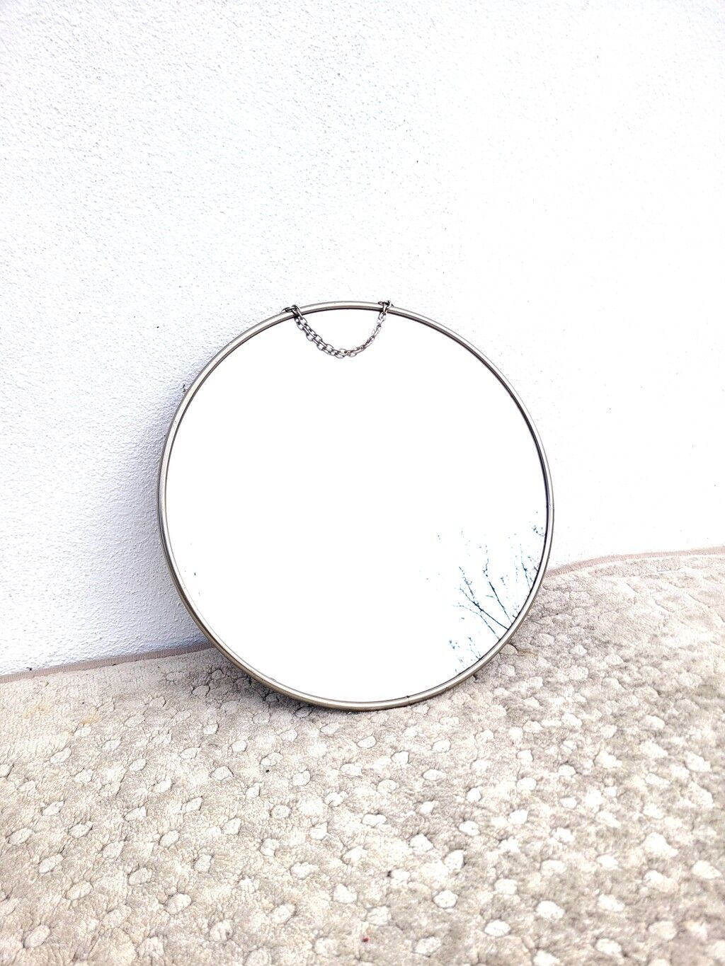 Vintage round barber mirror 28cm