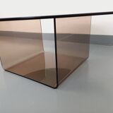 Vintage round glass and plexiglass coffee table, Space Age style, 70s