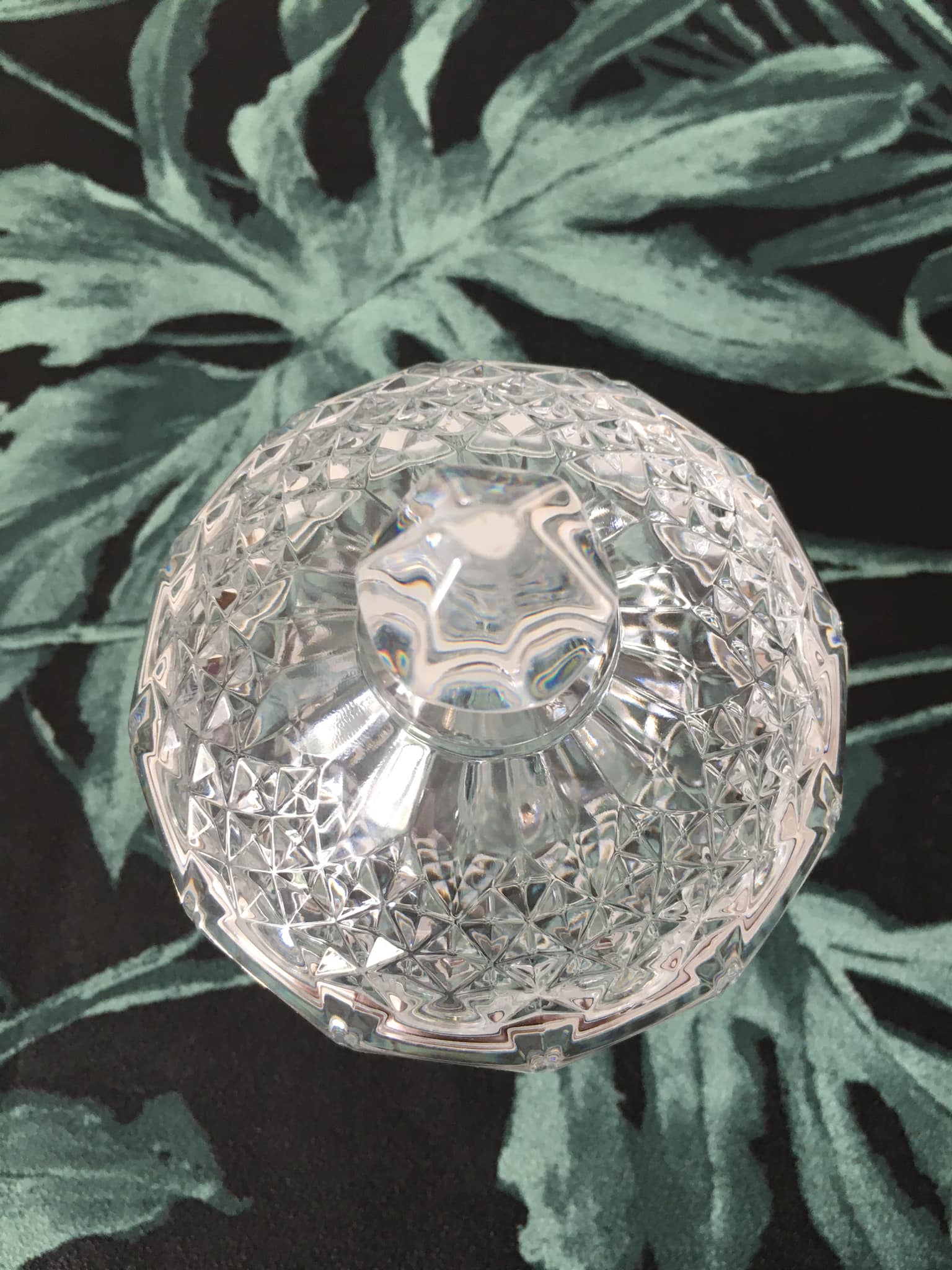 Antique sugar bowl or candy dish on a stand. Made of molded and cut crystal.