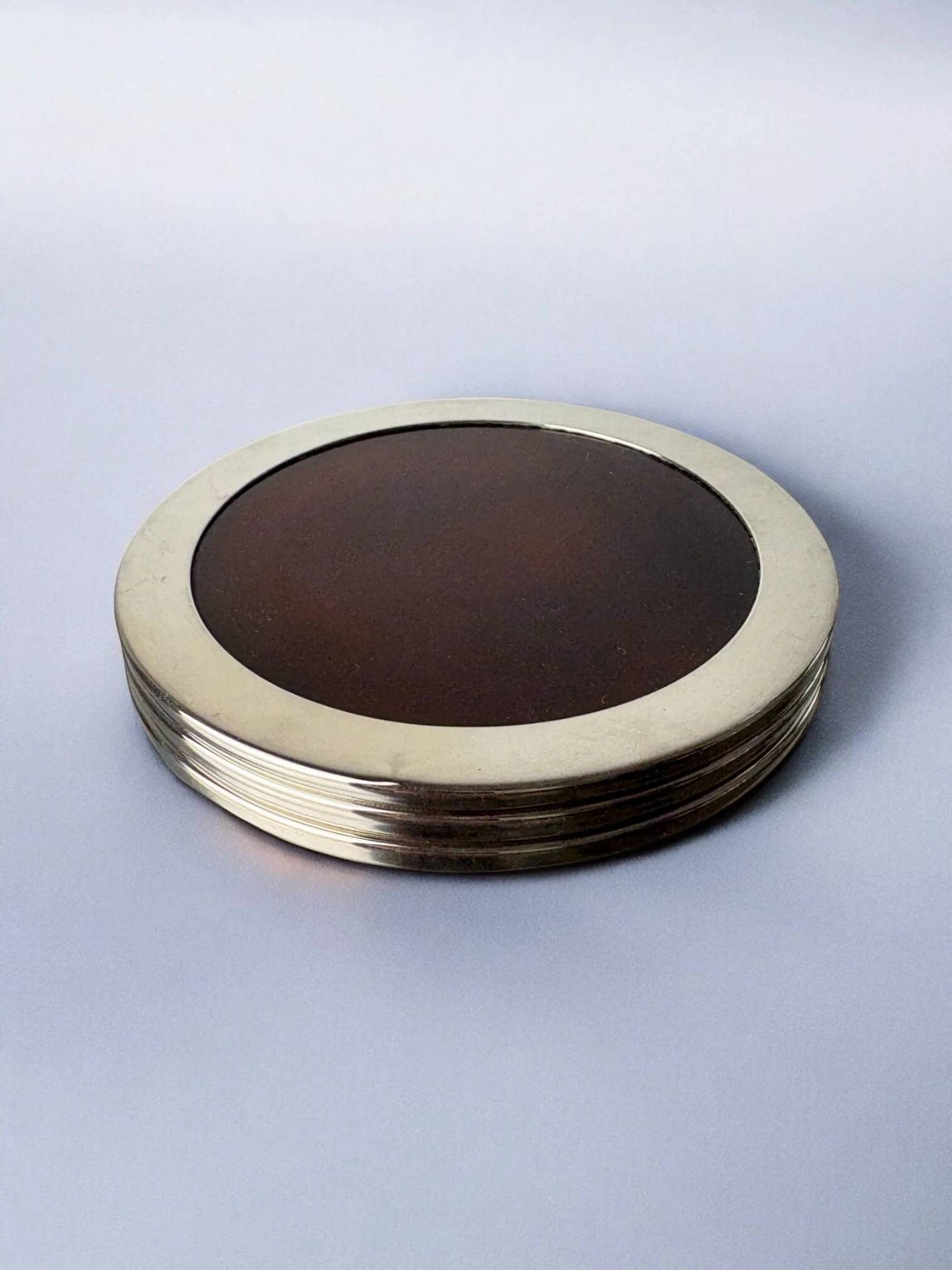 Faux tortoise shell Dior style bottle coasters, set of 3, Italy, 1970s