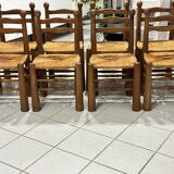 Set of 8 Charles Dudouyt Brutalist Dining Chairs 1960