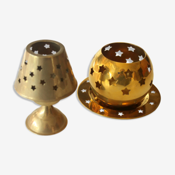 2 brass tealight holders