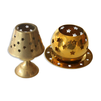 2 brass tealight holders