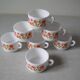 Set of 7 old Arcopal cups scania floral decor 1970s/80s retro kitchen decor