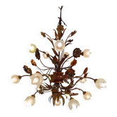 Monumental copper Florentine chandelier from the 1980s.