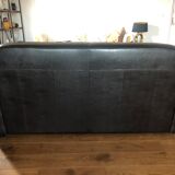 Sofa bed leather 3 places brown