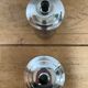 Set of two chrome-plated copper coffee/sugar jars stamped