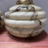Pair of marbled opaline wall lights