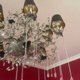 Wrought iron and crystal chandelier