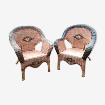 Pair of antique rattan armchairs