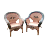 Pair of antique rattan armchairs