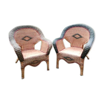 Pair of antique rattan armchairs