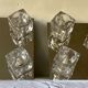 Lot of 2 wall appliques 4 chrome metal lights - moulded glass