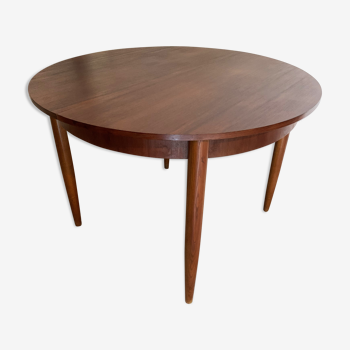 Table de salle à manger ronde scandinave en teck foncé des années 60