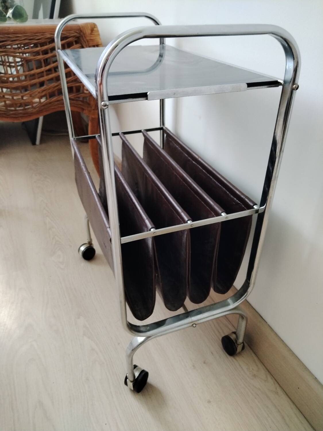 Original magazine holder, Vintage side table