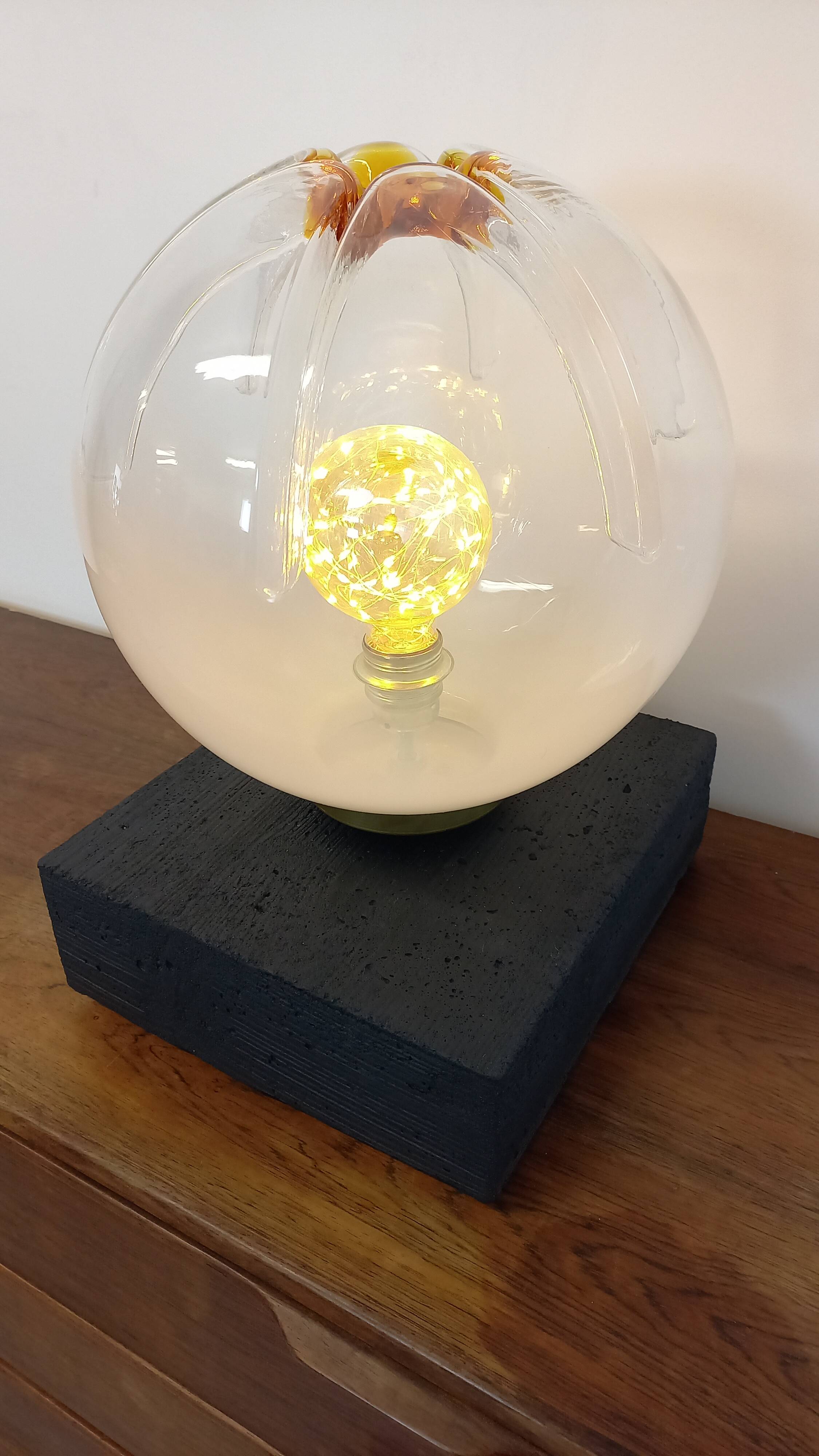 Vintage Mazzega table lamp made of Murano glass from the 1970s.