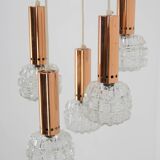 Mid-century Copper and Glass Chandelier, 1970s