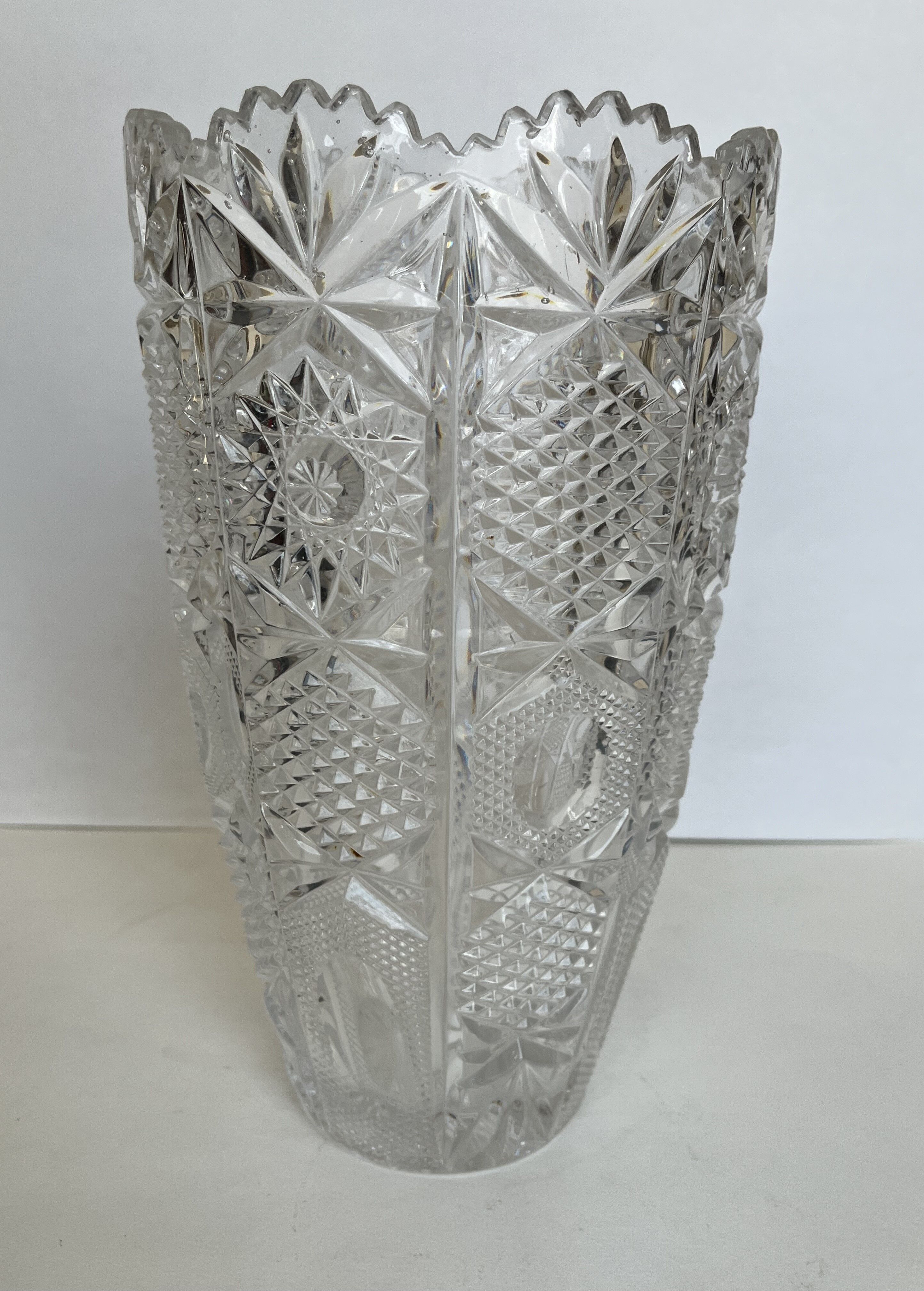 Carved crystal vase