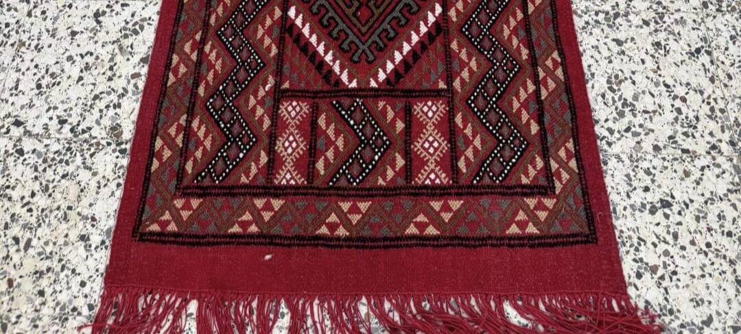 Hand-woven margoum hallway rug in natural wool