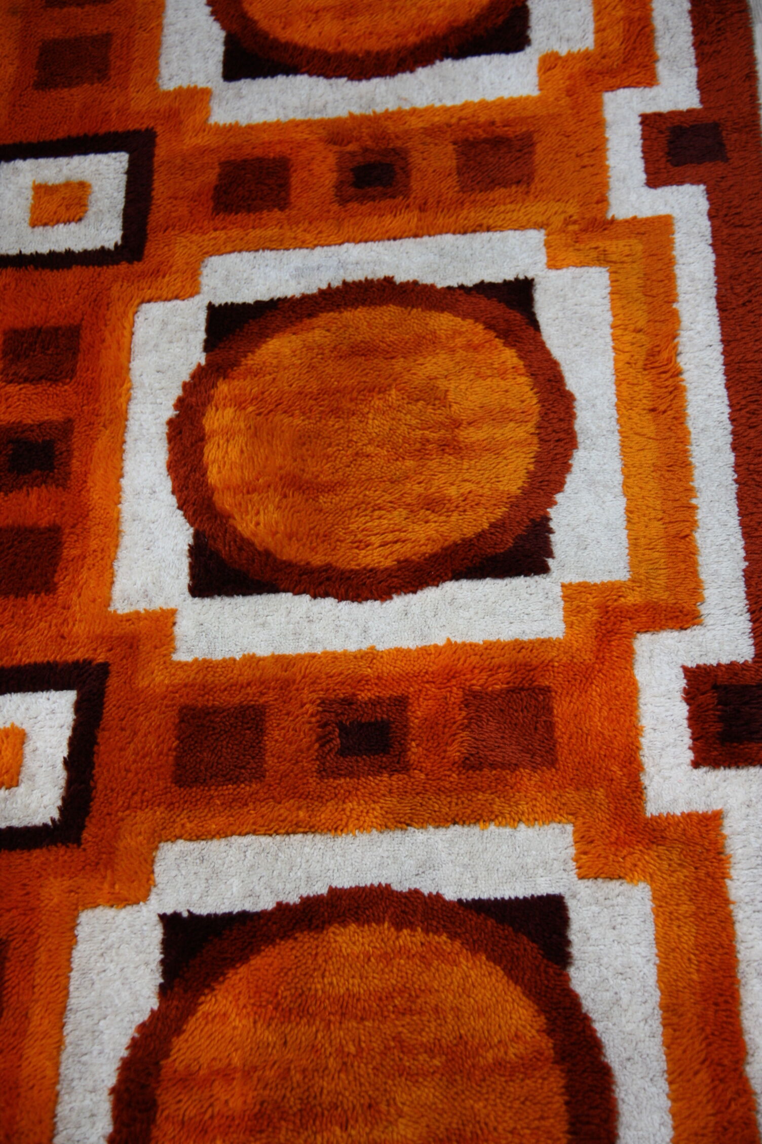 Vintage carpet in wool - 'fity shades of orange' - Germany - 1960's