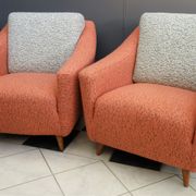 Set of pink and grey club chairs 1960s