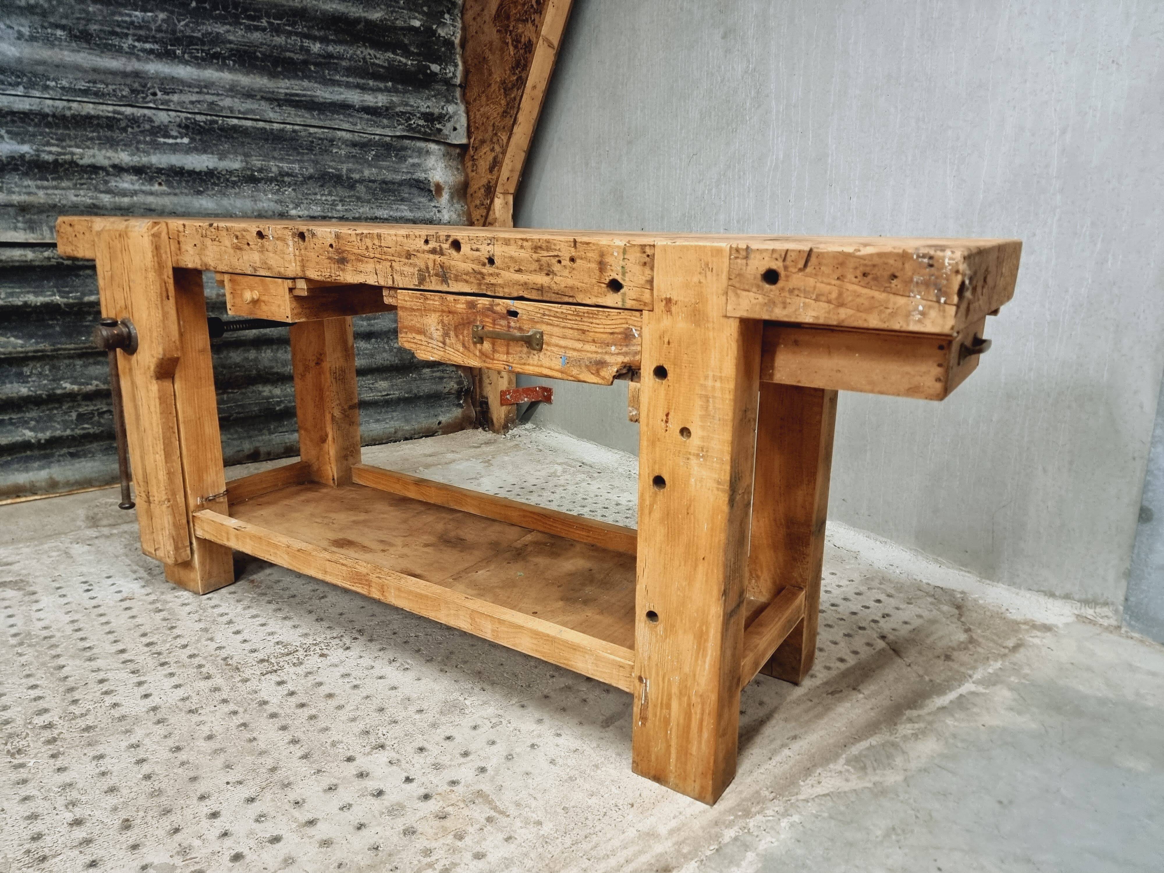 Old workbench side table bathroom furniture 48 x 193 cm