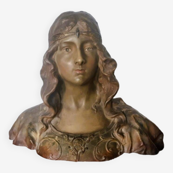 Magnificent Art Nouveau female bust signed Henri Jacobs