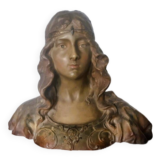 Magnificent Art Nouveau female bust signed Henri Jacobs