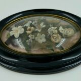 Oval frame napoleon iii glass bomb decor floral fabric xix eme